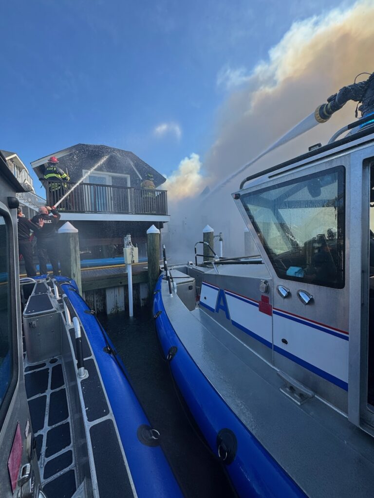 Ocean Beach Fire Island blaze photos show response